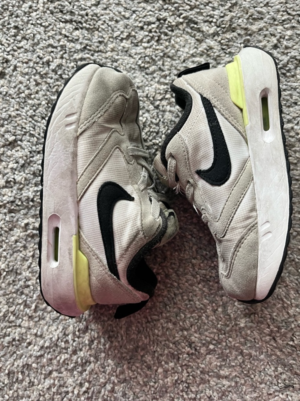 Nike Kids Gray & Black Sneakers with Neon Yellow Accent